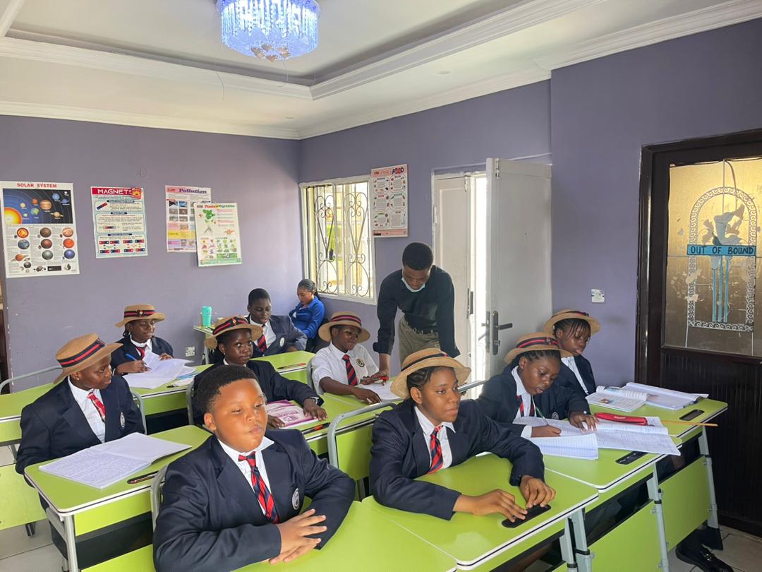 Young students playing in school playground